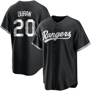 Ezequiel Duran Men's Replica Texas Rangers White Black 2023 World Series Champions Jersey