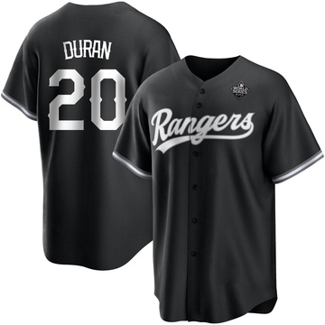 Ezequiel Duran Men's Replica Texas Rangers White Black 2023 World Series Jersey