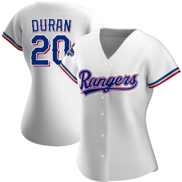 Ezequiel Duran Women's Authentic Texas Rangers White Home 2023 World Series Champions Jersey