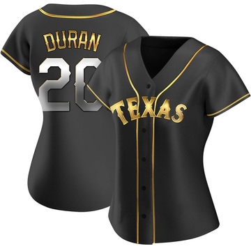 Ezequiel Duran Women's Replica Texas Rangers Black Golden Alternate Jersey