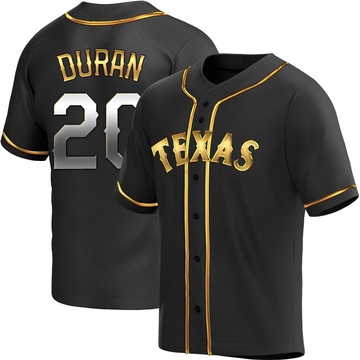 Ezequiel Duran Youth Replica Texas Rangers Black Golden Alternate Jersey