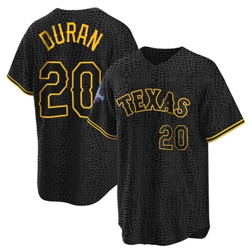 Ezequiel Duran Youth Replica Texas Rangers Black Snake Skin City 2023 World Series Champions Jersey